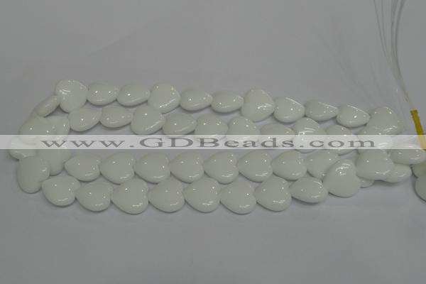 CPB105 15.5 inches 18*18mm heart white porcelain beads wholesale