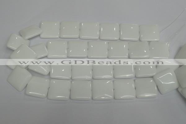 CPB116 15.5 inches 25*25mm square white porcelain beads wholesale