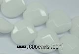 CPB312 15 inches 16*16mm faceted heart white porcelain beads