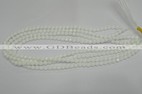 CPB32 15.5 inches 6mm faceted round white porcelain beads wholesale