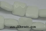 CPB322 15 inches 16*16mm faceted square white porcelain beads