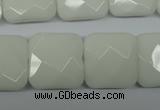 CPB324 15 inches 20*20mm faceted square white porcelain beads