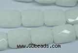 CPB329 15 inches 12*16mm faceted rectangle white porcelain beads