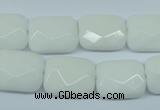 CPB330 15 inches 13*18mm faceted rectangle white porcelain beads