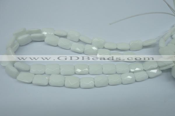 CPB330 15 inches 13*18mm faceted rectangle white porcelain beads