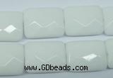 CPB331 15 inches 15*20mm faceted rectangle white porcelain beads