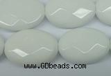 CPB340 15 inches 18*25mm faceted oval white porcelain beads