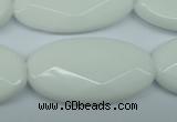 CPB341 15 inches 20*40mm faceted oval white porcelain beads