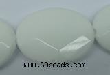 CPB342 15 inches 30*40mm faceted oval white porcelain beads