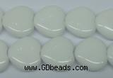 CPB350 15 inches 12*12mm heart white porcelain beads wholesale