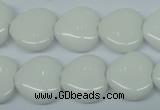 CPB351 15 inches 14*14mm heart white porcelain beads wholesale