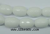 CPB355 15 inches 8*12mm faceted drum white porcelain beads wholesale