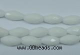 CPB357 15 inches 6*12mm faceted rice white porcelain beads wholesale