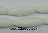 CPB359 15 inches 10*30mm faceted rice white porcelain beads wholesale