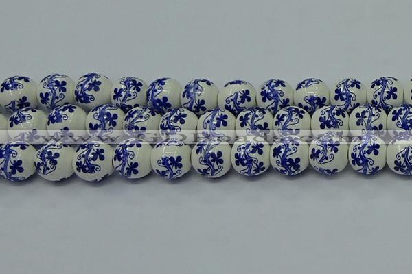 CPB511 15.5 inches 6mm round Painted porcelain beads