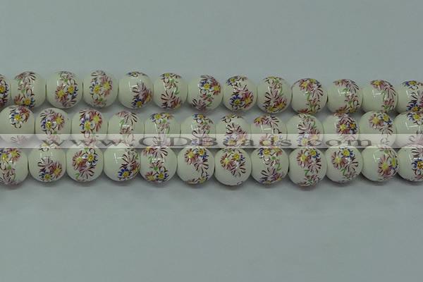 CPB571 15.5 inches 6mm round Painted porcelain beads