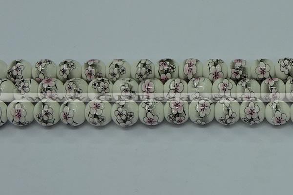 CPB601 15.5 inches 6mm round Painted porcelain beads