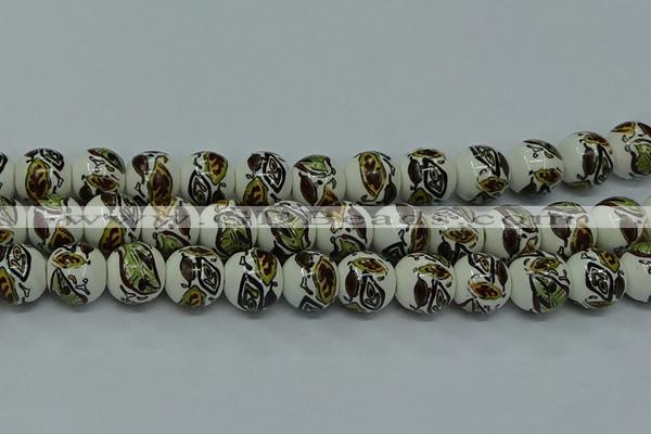 CPB643 15.5 inches 10mm round Painted porcelain beads