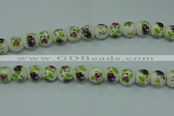 CPB665 15.5 inches 14mm round Painted porcelain beads