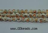 CPB671 15.5 inches 6mm round Painted porcelain beads