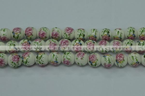 CPB681 15.5 inches 6mm round Painted porcelain beads