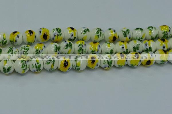 CPB732 15.5 inches 8mm round Painted porcelain beads