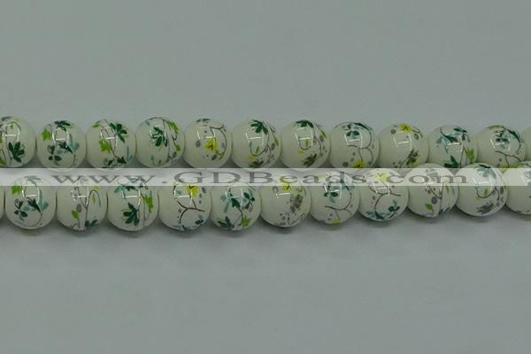 CPB782 15.5 inches 8mm round Painted porcelain beads