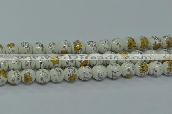 CPB802 15.5 inches 8mm round Painted porcelain beads