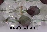 CPC18 15.5 inches 12mm faceted nuggets green phantom quartz beads