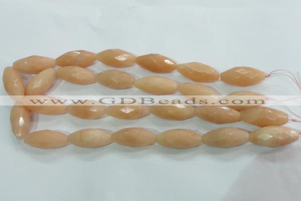 CPI100 15.5 inches 13*30mm faceted rice pink aventurine jade beads