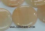 CPI103 15.5 inches 30mm flat round pink aventurine jade beads