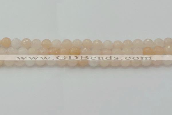 CPI211 15.5 inches 6mm faceted round pink aventurine jade beads