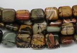 CPJ05 15.5 inches 10*10mm square picasso jasper beads wholesale