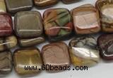 CPJ06 15.5 inches 14*14mm square picasso jasper beads wholesale