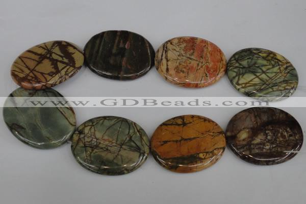 CPJ359 15.5 inches 40*50mm oval picasso jasper gemstone beads