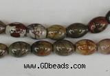 CPJ365 15.5 inches 8*10mm rice picasso jasper gemstone beads