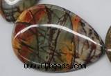 CPJ38 15.5 inches 40*60mm flat teardrop picasso jasper beads wholesale