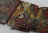 CPJ380 18*25mm - 26*32mm trapezoid picasso jasper & pyrite beads