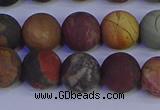 CPJ504 15.5 inches 12mm round matte picasso jasper beads wholesale