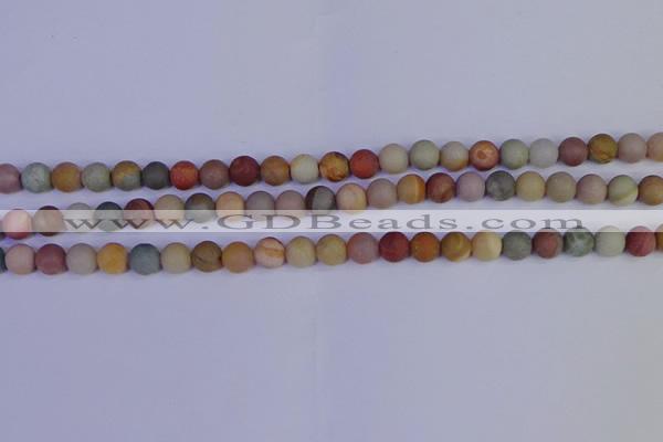 CPJ511 15.5 inches 6mm round matte polychrome jasper beads wholeasle