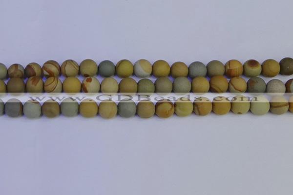 CPJ524 15.5 inches 12mm round matte wildhorse picture jasper beads