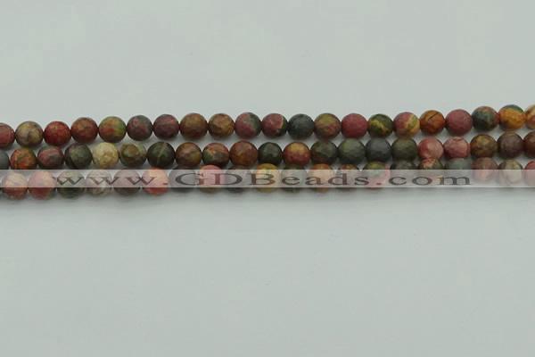 CPJ530 15.5 inches 4mm faceted round picasso jasper beads