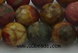 CPJ535 15.5 inches 14mm faceted round picasso jasper beads