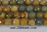 CPJ541 15.5 inches 6mm faceted round wildhorse picture jasper beads