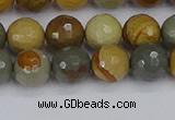 CPJ542 15.5 inches 8mm faceted round wildhorse picture jasper beads