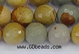 CPJ544 15.5 inches 12mm faceted round wildhorse picture jasper beads