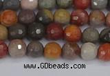 CPJ546 15.5 inches 4mm faceted round polychrome jasper beads