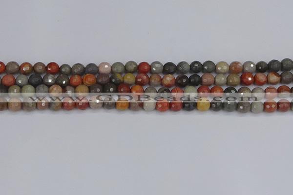 CPJ547 15.5 inches 6mm faceted round polychrome jasper beads