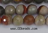 CPJ548 15.5 inches 8mm faceted round polychrome jasper beads