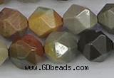 CPJ567 15.5 inches 12mm faceted nuggets polychrome jasper beads